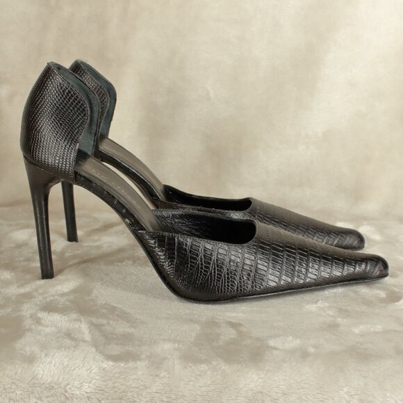 COLIN STUART Black Leather High Heel D'orsay Pump Women's Shoes Size 10 M - Picture 3 of 7